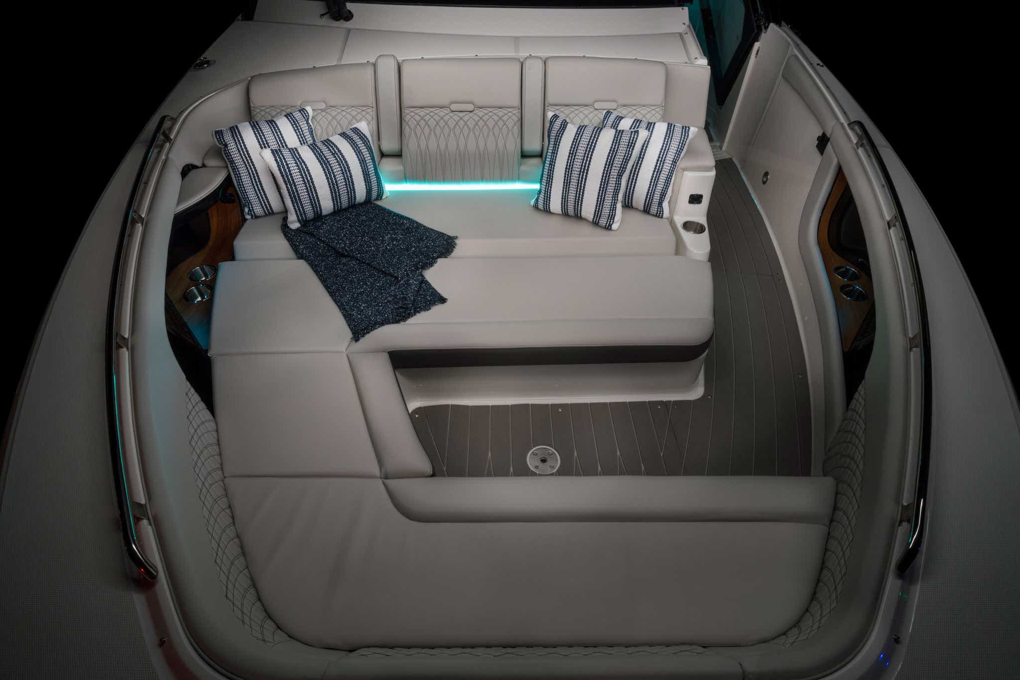 Sundancer 370 bow seating with accent lighting